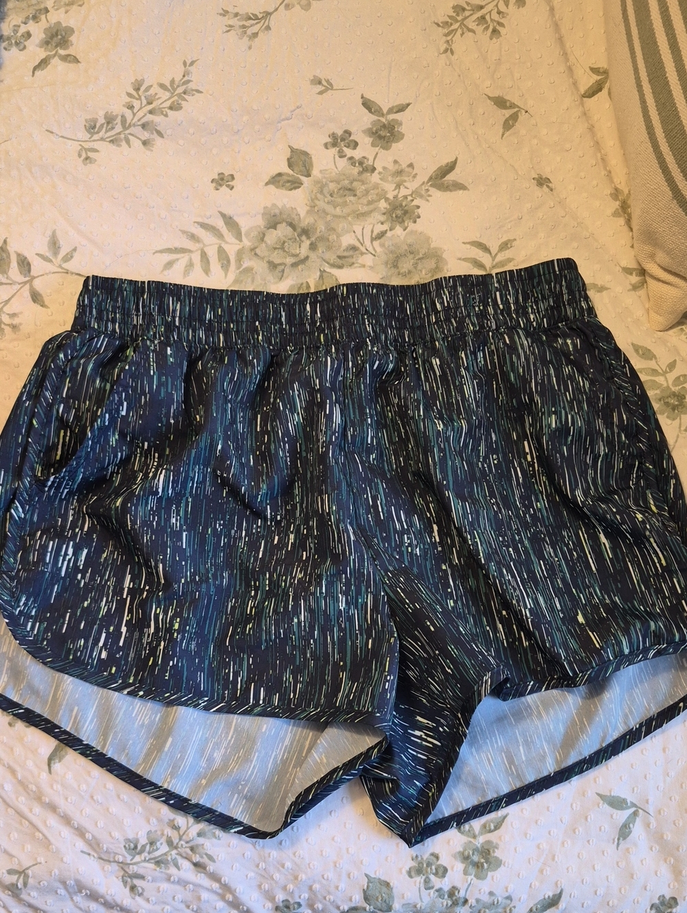 Athletic Works Navy Multi-Stripe Athletic Shorts